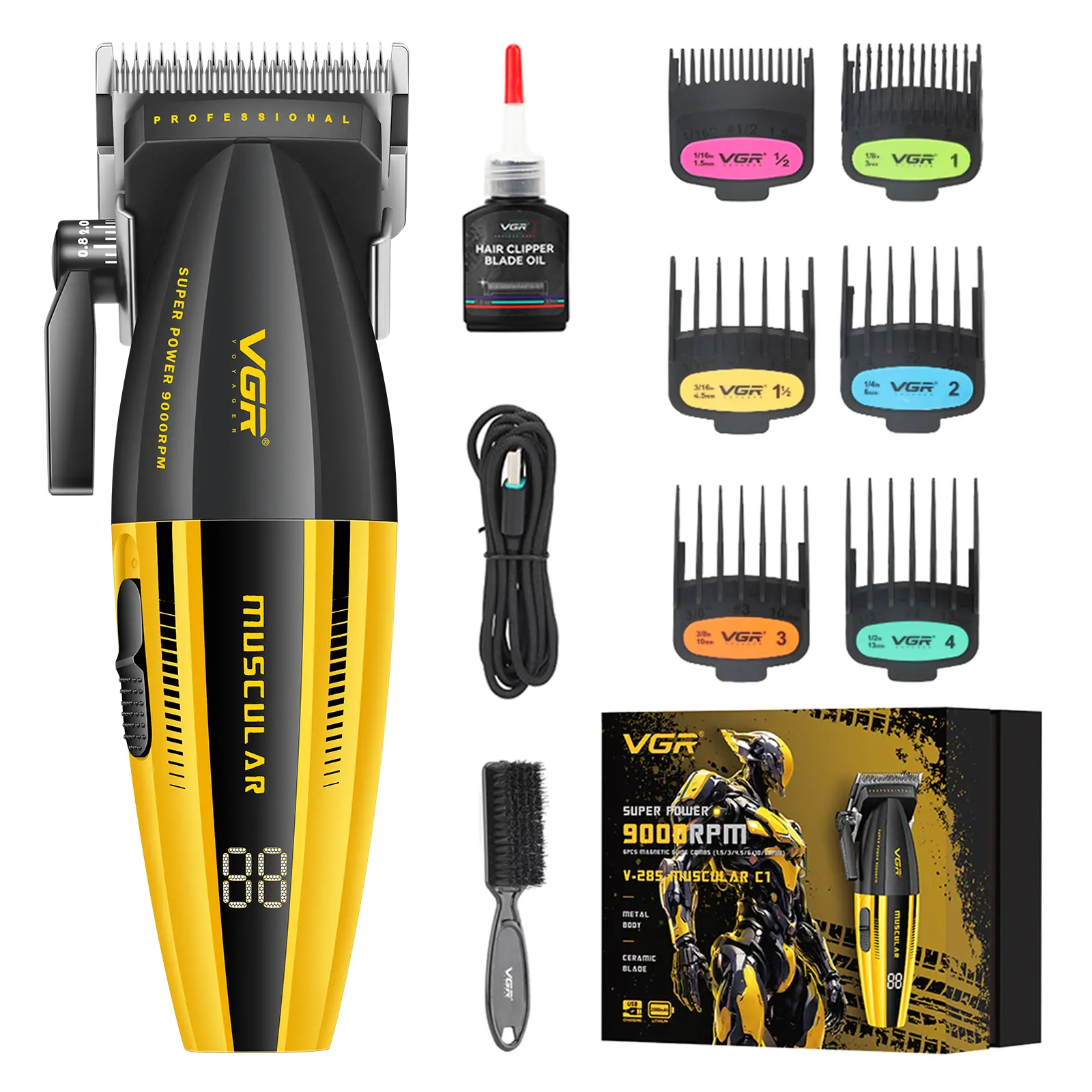 VGR 285 Fresh Fade Hair Clippers for Men, 9000RPM Professional Barber Clippers for Hair Cutting, Cordless Small Hair Trimmer Lightweight Versatile Barber Kit with LED Display summerwins