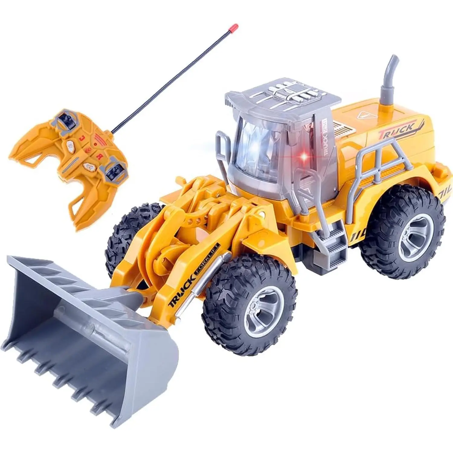 Remote Control Functional Construction Excavator Bulldozer Vehicle Truck with Lights, 1:30 Scale RC Truck Car for Kids, for Beach Trips, Parties, Holidays, Birthdays, and Christmas