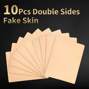 Blank Tattoo Practice Skin - 10 Double Sides Fake Skin Tattoo Skin for Practicing, 8×6 in Soft Practice Skin for Beginners and Experienced Tattoo Artists