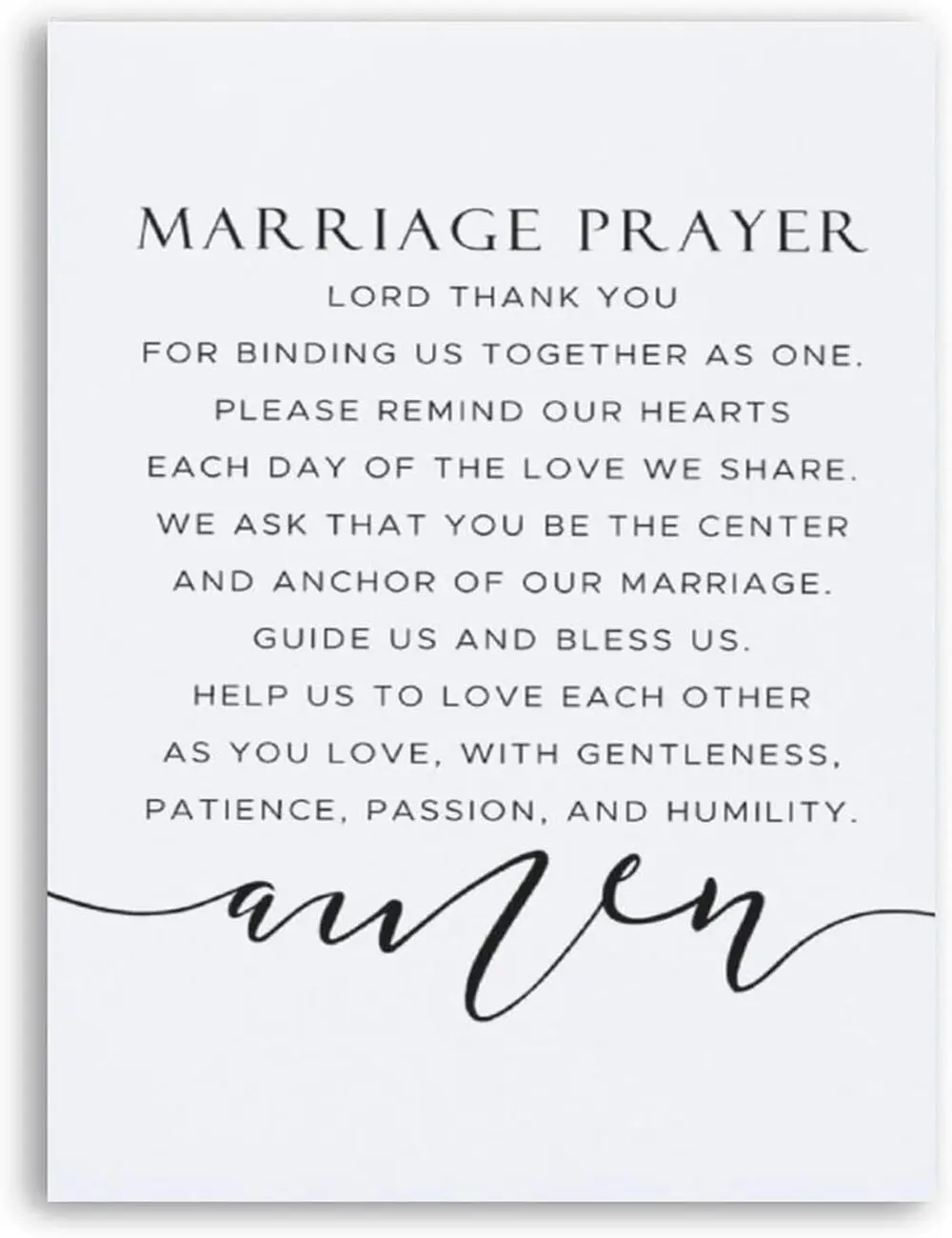 Christian Marriage Prayer Wall Art, Marriage Prayer Canvas Poster, Christian Wedding Wall Decor, Prayer for Marriage Poster, Bible Inspired Marriage Decor, Christian Bedroom Wall Art, Couple Home Decor, Wedding Gift for Couples, Faith Based Home Decor