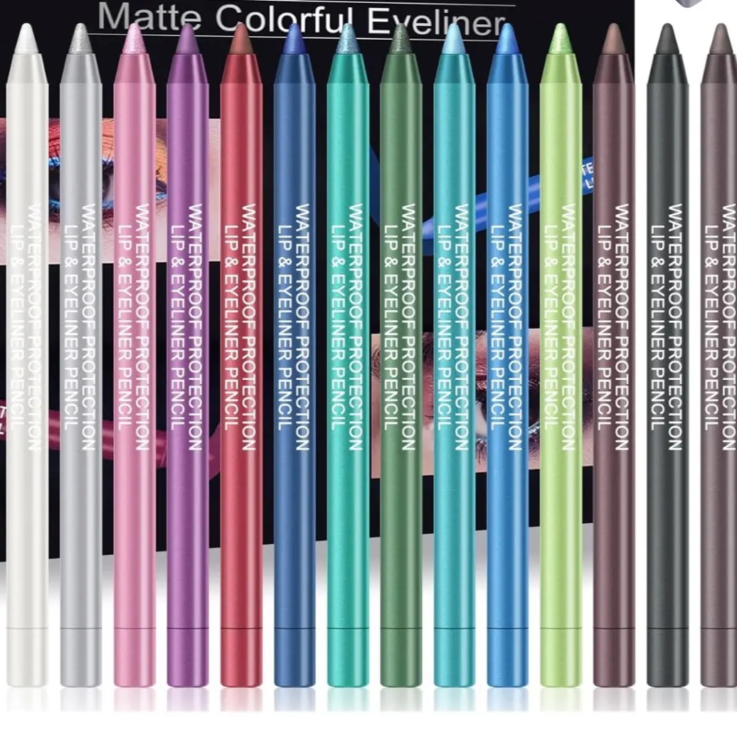 Kyda Vibrant Waterproof Colored Eyeliner & Lip Liner Pencils Set for Long-Lasting Makeup with Great Pigment