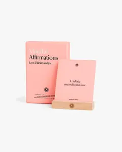 Mindful Affirmations for Love & Relationships - Modern Empowerment, Positive Thinking Cards Deck with Display Stand, Eco Friendly Gift