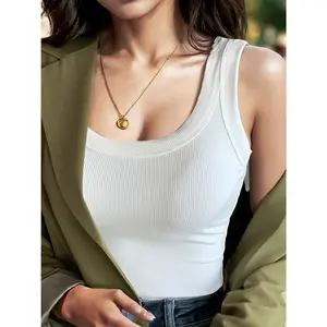 1-Pack Women's Ice Slicky Fiber Fabric Tank Top, Cool and Light Beige-Friendly
