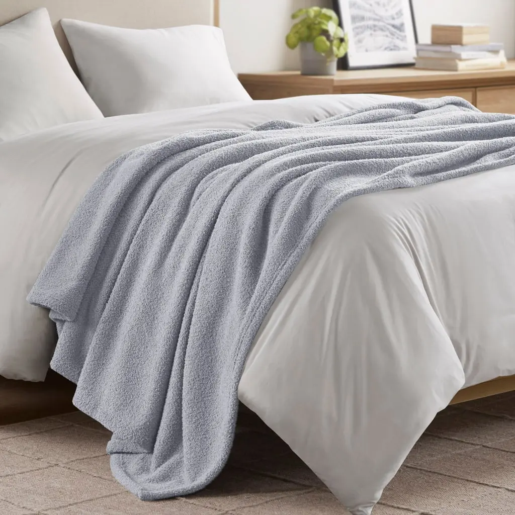 Beautyrest BR51-4441 Dream Soft Machine Washable Blanket - Grey, Full & Queen Size (90x90x0.25 in), Soft Comfy Bedding Blanket, Soft Comfy Blanket