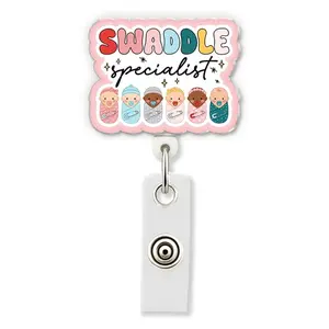 Swaddle Specialist Retractable Badge Reel, Labor Delivery L&D Nurse Midwife OBGYN ID Holder Gift 4GJ