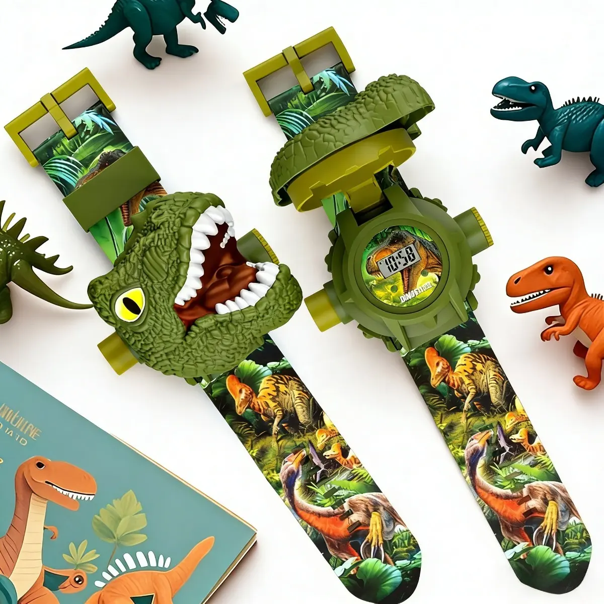 Dinosaur Watch for Kids - Interactive Digital Electronic Projection Toy Watch with Adjustable Silicone Strap, Educational Science & Tech Toy, Easter & Children’s Day Gifts, Interactive Watch