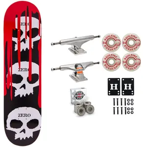 Zero Skateboard 3 Skulls with Blood 8.0" Independent Spitfire Premium Kit