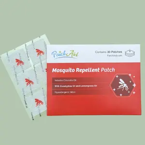 Mosquito Repellent Patch - 30 Plant-Based Patches with Citronella Eucalyptus & Lemongrass Oils - Hypoallergenic DEET-Free for Kids & Adults - Travel Friendly
