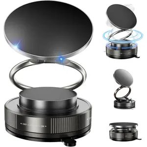 Magnetic Vacuum Suction Phone Holder Pouch: Foldable Retractable Car Mount, Portable Suction Cup Cradle, Hands-Free Phone Stand for Car, Gym & Mirror (Fits iPhone & Android)