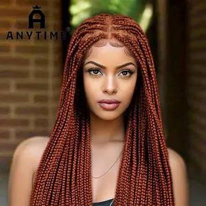 Anytime Wig 36 Inches Straight Ginger Color Full Lace Braided Wigs