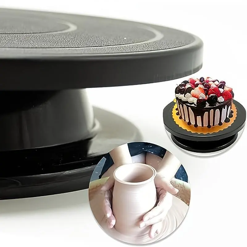 One, 11-inch rotating turntable, engraving wheel rotating cake turntable, black paint turntable, lightweight stand for cake decoration, project display, kitchen baking tools, Cake Decorating Supplies