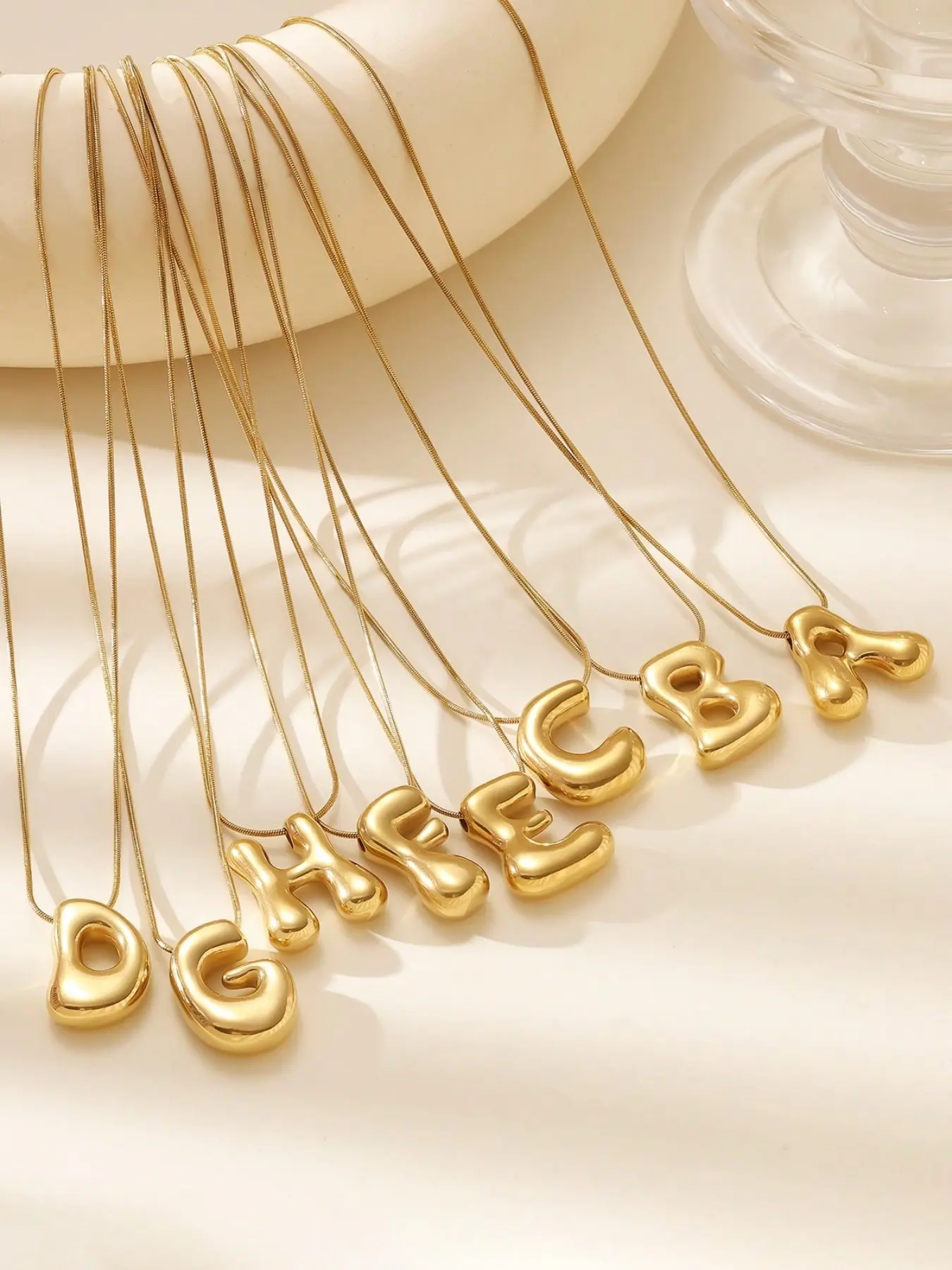 Elegant Bubble Pendant Necklace, Fashionable 26 Letter Alphabet Charm Jewelry, Women's Elegant Accessory, Unique Personal Style, Initial Letter Necklace