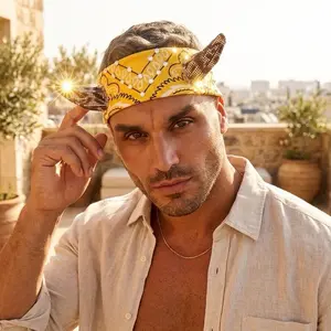 Cowboy horned head Yellow bandana