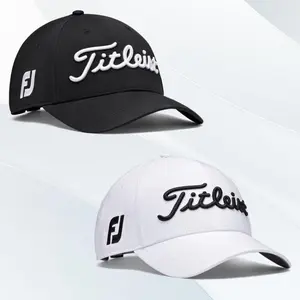 Titleist Men's Tour Performance Golf Hat Black & White Lightweight UV 50+ Protection