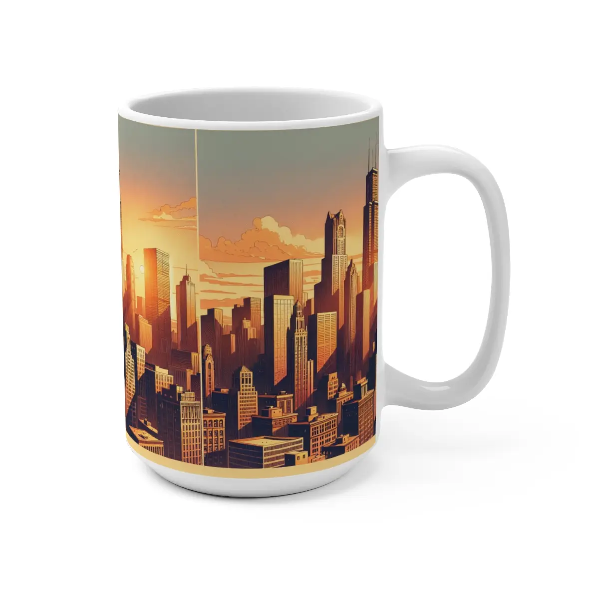 Chicago Skyline Golden Hour Mug 15oz