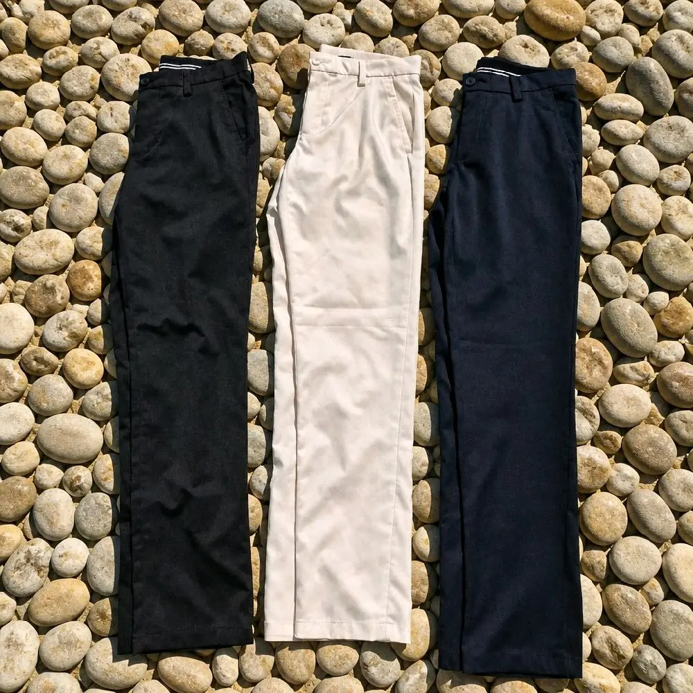 3 Pair Amazon Essentials Men’s Navy White Black Stretch Golf Pants 29W x 34L Moisture Wicking Slacks