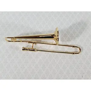 Miniature Trombone 3 1/4" Instrument Prop Model 1:12 Scale Metal with Case