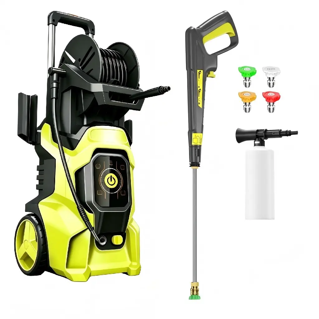 Electric Pressure Washer 5560PSI MAX 3.0GPM, 15 Level Adjustable Touch Screen, Efficient Dirt Removal, with 4 Quick Connect Nozzles, 500ML Soap Bottle, Stainless Steel Lance, Total Stop System for Car Wash, Home, Patio, Driveway Cleaning