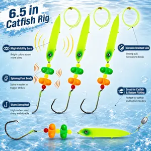 Santee Cooper 3-Pack 5.5in XL Catfish Float Rigs with Rattles Heavy-Duty Santee Rig Catfishing Tackle for Big Catfish Commercial Fishing Peg Floats with Circle Hooks for Bank Fishing