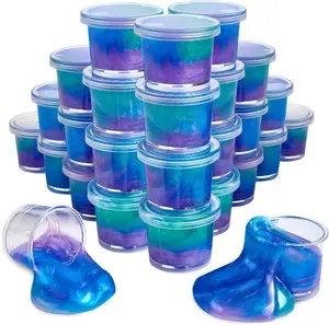 PLAYBEES Mini Galaxy Slime 24 Pack Marbled Unicorn Slime Party Favors Safe for Girls Boys Stretchy Non-Sticky Super Soft Sludge Toy Sensory Tactile USA