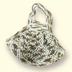 Green Sage Crochet Mesh Market Bag - Elegant Design with Handle, Ideal for Shopping and Transport