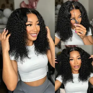 Curly Bob Wig Human Hair  Black Short Bob Wigs 13x4 Hd Curly Wave Lace Front Wigs For Black Women 180% Density  Colored Pre Plucked Glueless Lace Frontal Wig Human Hair 12 Inch