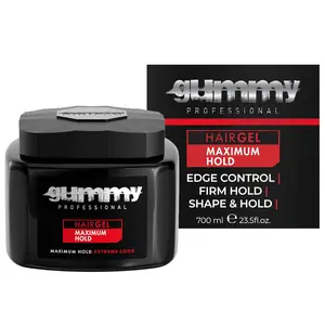 Gummy Professional Hair Gel for Men and Women – Strong Hold Styling Gel for Slick Back Looks, Curls, Braids, Twists, and Edge Control – Clear Gel for Shine, Neat Styles, and Conditioning – 700ml