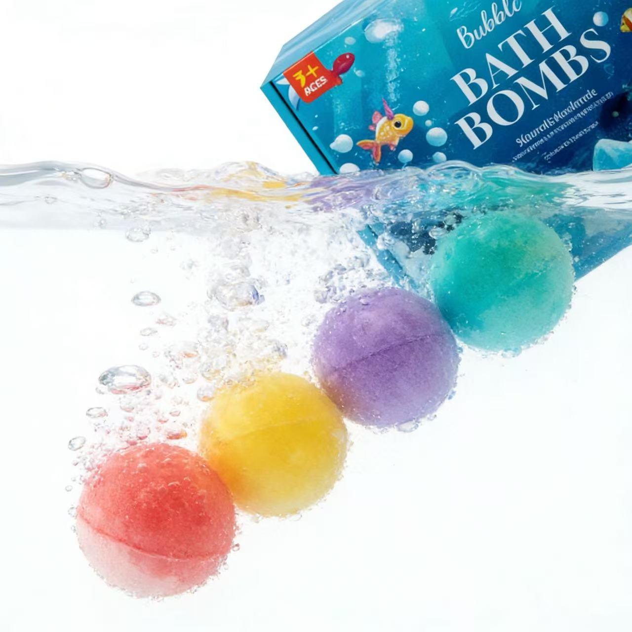 Surprise bath balls, 12-piece ocean surprise toy bath ball set, Easter basket filler gift box, includes ocean animal toys, suitable for toddlers and boys, natural color-changing foaming bath balls (Ocean Animal Series).