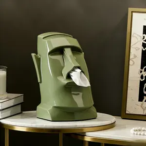 Vintage Stone Figure Paper Towel Holder, Desktop Headphone Glasses Storage Rack, Multi-Functional Organizer for Living Room Entryway