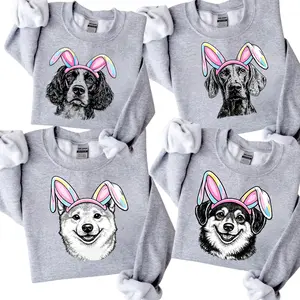 Puppy Love 50 Dog Easter Sweatshirt Dog Breeds in Heart-Shaped Glasses, Unisex Crew Pullover For Pet Lovers Everywhere.