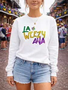Mardi Gras 2026 Sweatshirt (Printed Glitter Effect), La Weezy Ana Sweatshirt, Mardi Gras Hoodie, Funny Mardi Gras Shirt, Fat Tuesday Shirt, Full Sizes