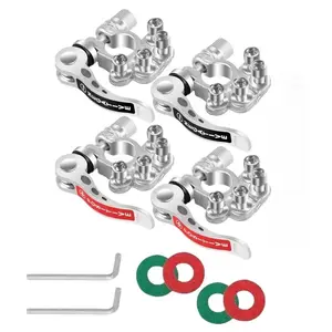 4pcs Car Battery Terminal Connectors Kit with 4 ways, Quick Release Disconnect Battery Terminal, Positive Negative for SAE/JIS Type A Posts. Applicated in Motorcycle, Car, Truck, ect