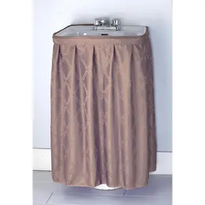 Fabric Sink Skirt Intersecting Leaves Pattern, Self Adhesive Water Repellent Vanity Cover (Purple)