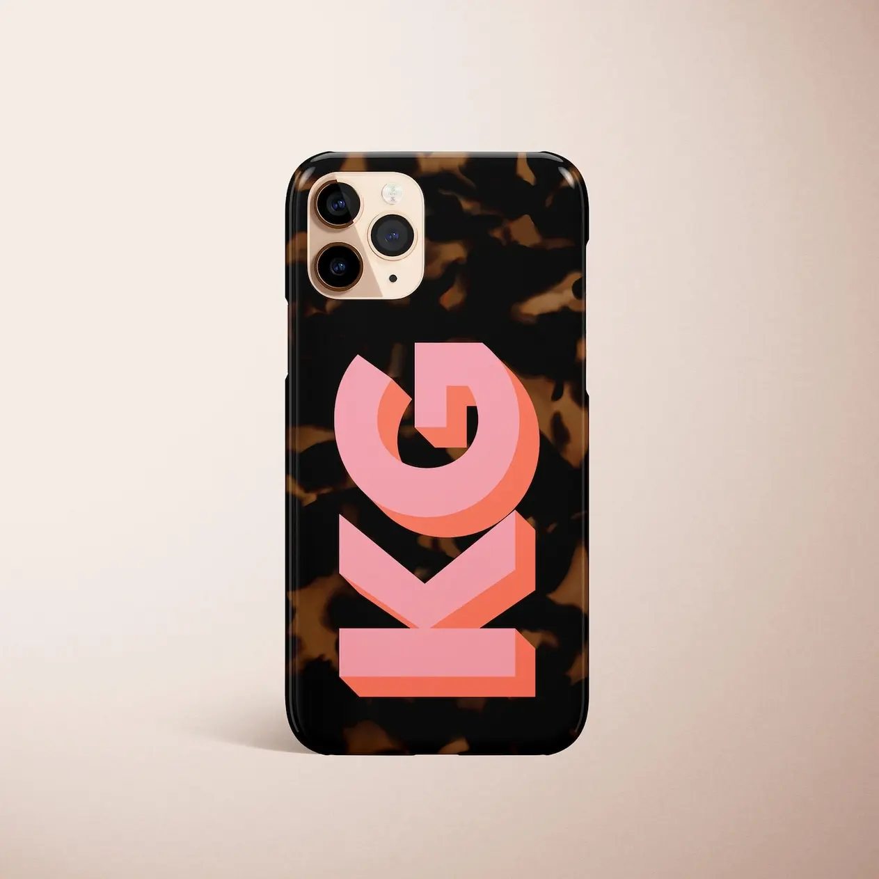 Personalised Large Initial Tortoise Phone Case Phone 16 Case, Custom Phone 17 Pro Case, 15, 14 13 12 11 Pro Case