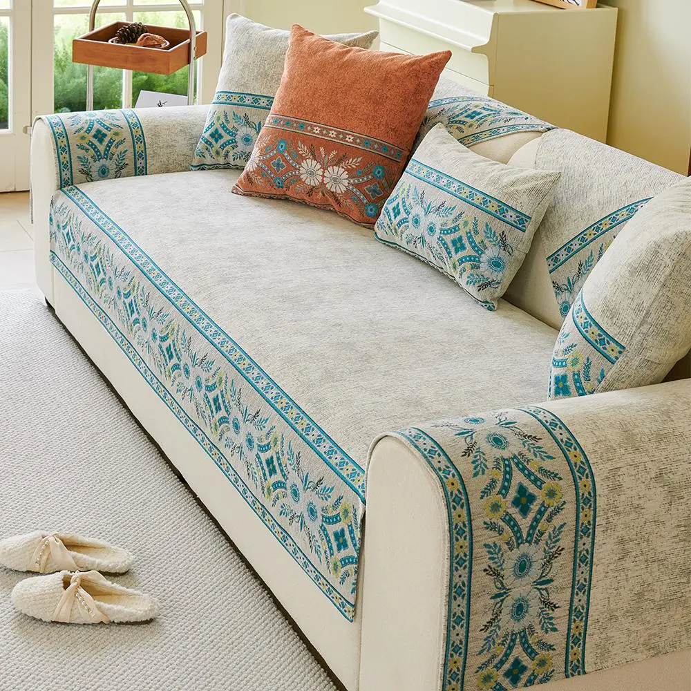 Floral Pattern Sofa Cover, Decorative Sofa Cover, Couch Cover, 1 Count Non-slip Sofa Towel, Sofa Protector, Universal Sofa Protector, Dustproof Sofa Cover, Home Decor Supplies
