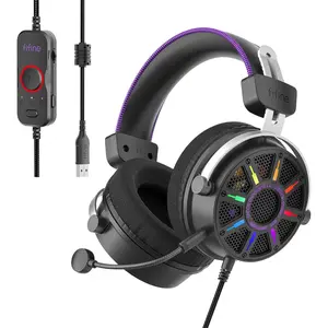 FIFINE H19 Open Back USB Gaming Headset, 7.1 Virtual Surround Sound, 53mm Dynamic Drivers, RGB Headphone with Handy Control Box, Detachable Boom Mic for PC, PS5, PS4, Laptop, Mac