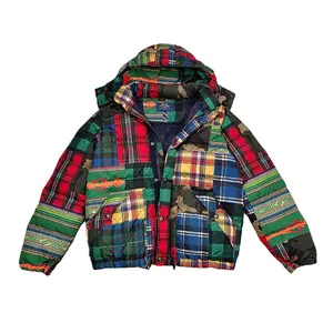 Men's Ralph Lauren Native Aztec Patchwork Down Coat, Menswear Tops, Casual Warm Outerwear