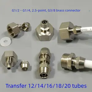 Brass 4-point to 2-point/3-point/2.5-point (8mm) Water Pipe Reducer Adapter for 20mm Tube, Water Purifier, Male/Female Thread