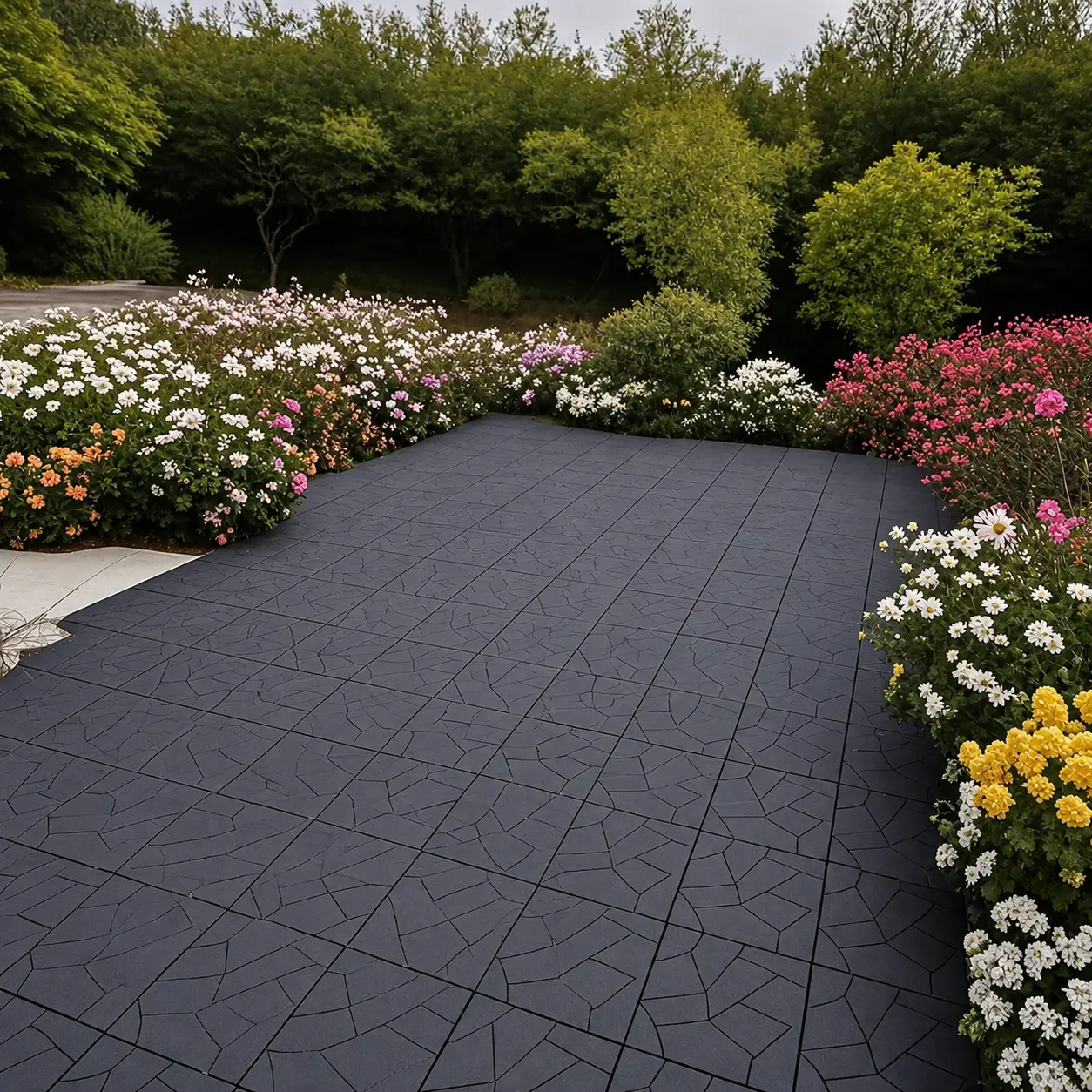 Plastic Interlocking Puzzle Fit Deck Tiles, 44-Pack 12x12in Waterproof Outdoor Flooring, All Seasons All Weather Use for Patio, Balcony