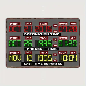 Back To The Future DeLorean Time Travel Console Metal Tin Sign, Wall Metal Plaque - Retro Vintage Wall Art With October 21, 1985 Destination Date & Time Display, Indoor/Outdoor Decor, For Man Cave, Home Bar - Battery-Free Nostalgic Design