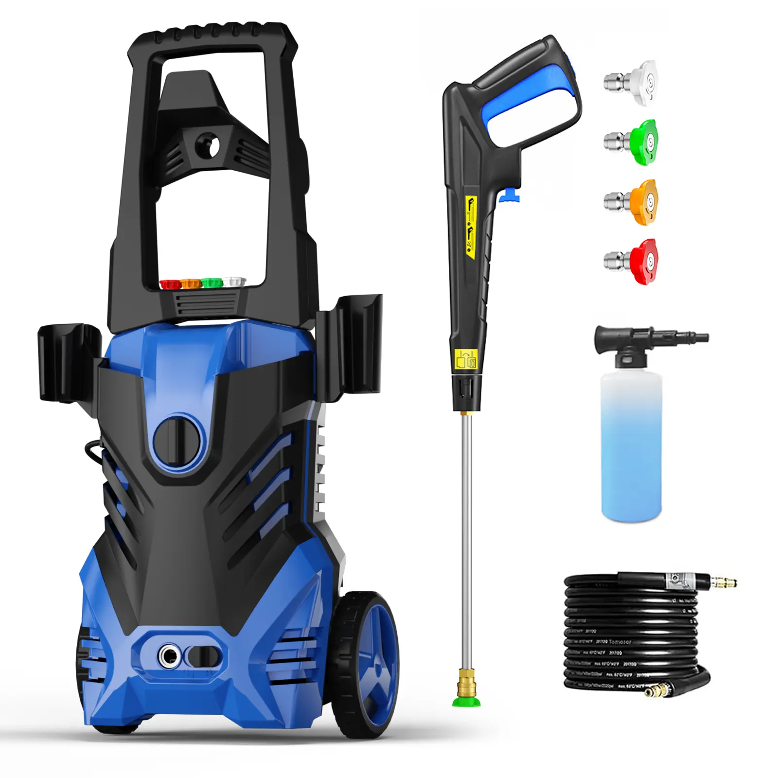 5350PSI MAX 4.0GPM Portable Electric Power Washer, Pressure Washer with 25FT Kink Resistant High Pressure Hose, Rolling Wheel Design, Quick Connect Nozzles and Detergent Dispenser for driveway,fence,car wash,home,outdoor,sidewalk,window,porch