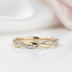 Yellow Gold Twist Infinity Wedding Ring Band