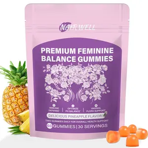 Premium Feminine Balance Gummies Odor Defense & Probiotic Flora Support Pineapple Flavor 60 Gummies for Women's Health 30 Servings Vitamins Women