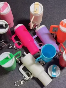 10pcs Mini Unbreakable Cup Keychain, Portable Lipstick Holder, Christmas Sock Stand, Travel Gift, 10 Colors Available