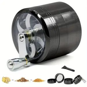 Premium Metal Herb Grinder with Crank Handle | Portable Manual Spice Grinder