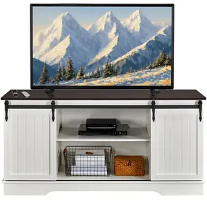 Yaheetech 65'' TV Stand, Farmhouse Entertainment Center with Sliding Barn Doors, TV Media Console for Living Room, Bedroom