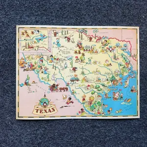 Cartoon Texas Pictorial 12 x 16 Map – Illustrated Lone Star State Map – Cowboys, Oil, & Gulf Coast Charm – Western Americana & Travel Ephemera aesthetic print