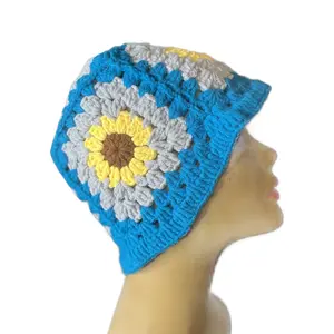 Crochet Sunflower Bucket Hat for Women, Fashion Clothes Accessory