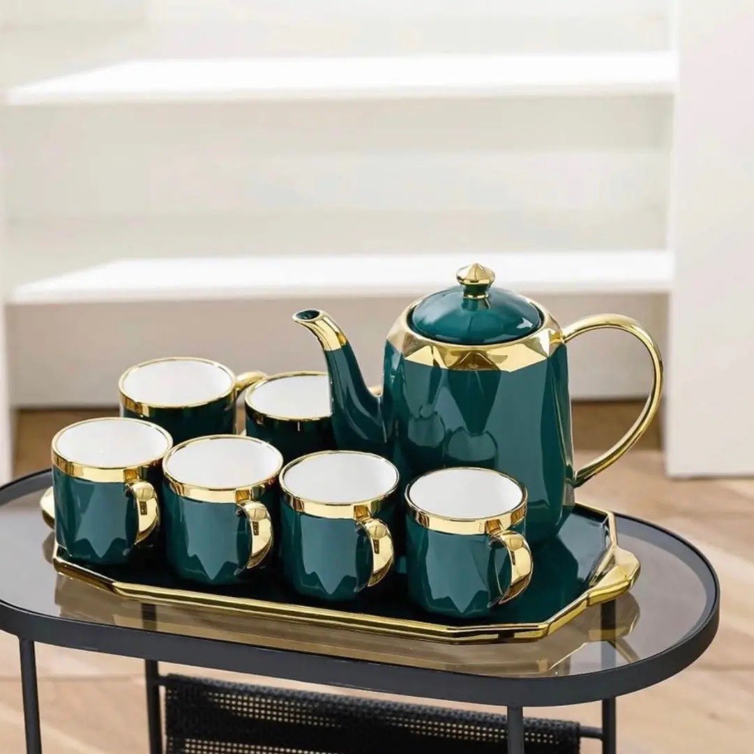 Luxury Beautiful cup set with Tray and Teapot