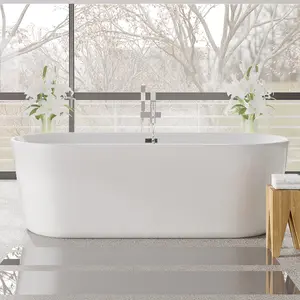 Eviva Chloe 59" Glossy White Acrylic Freestanding Bathtub